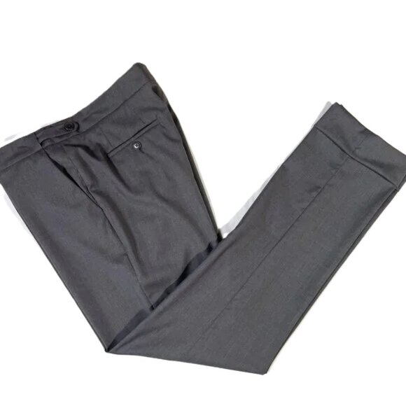 Incotex Wool Pants Gray Straight Leg Cuffs Military Inspired Size 12 - Picture 2 of 16